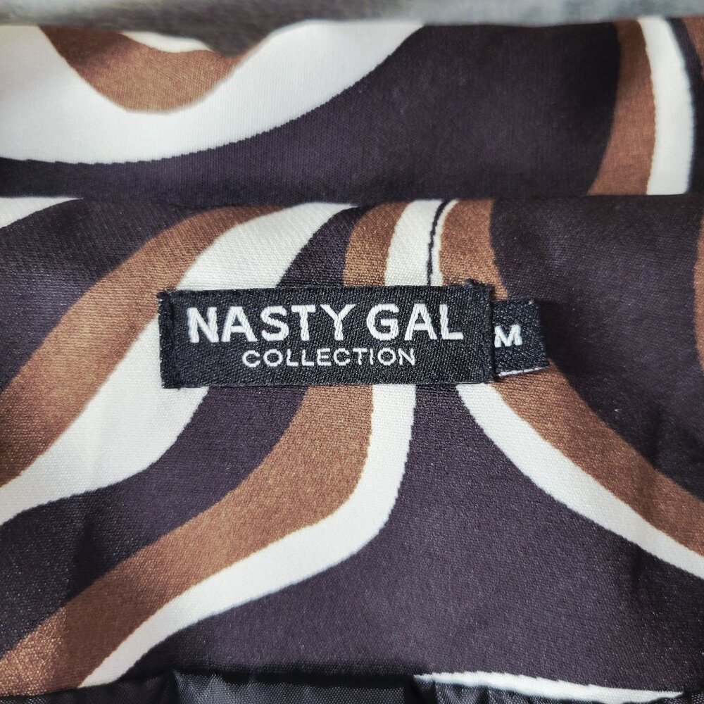 Nasty Gal Womens Blazer M Brown Black White Swirl Preppy Grunge Evening Out - Picture 2 of 13